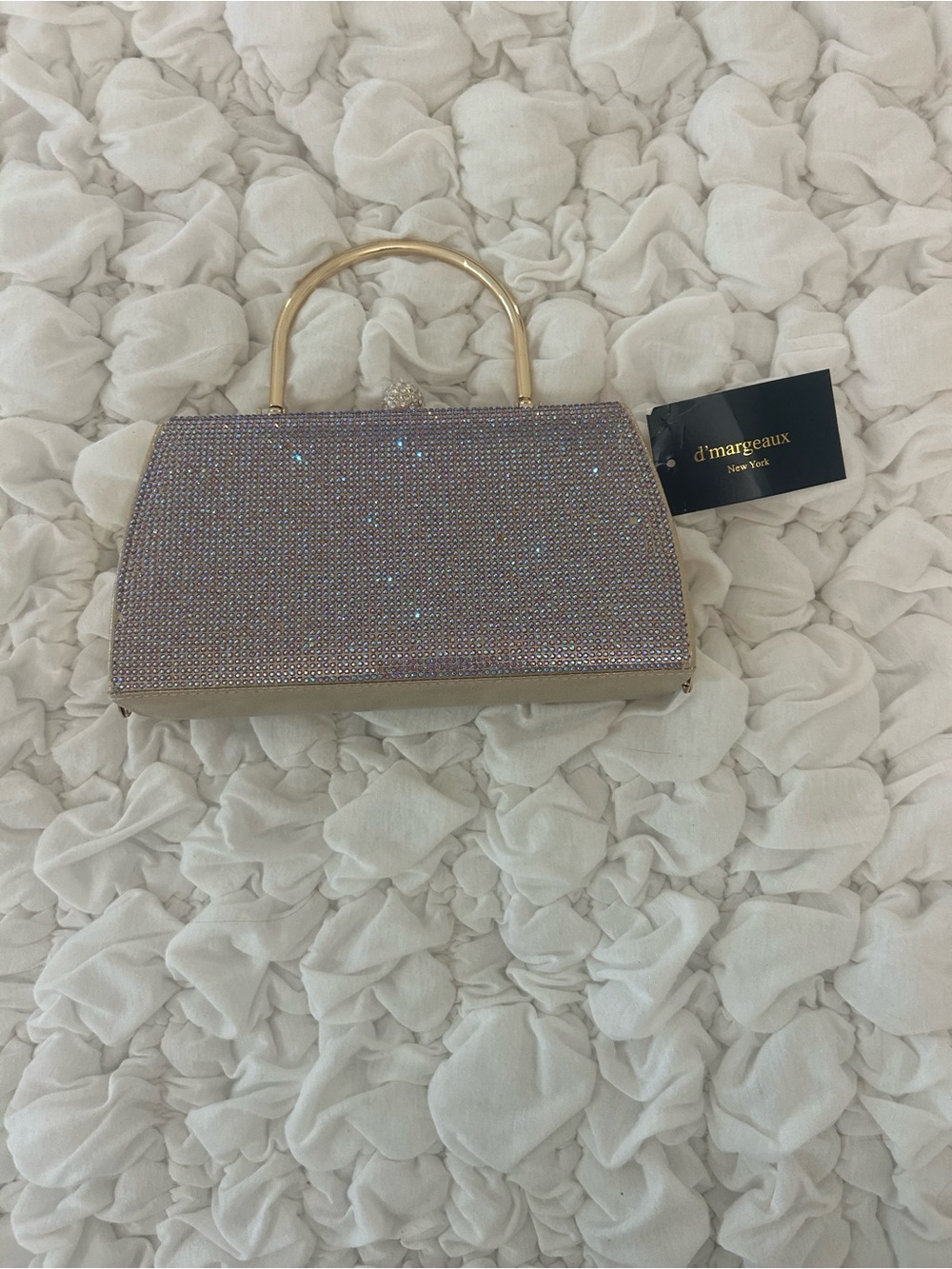 Sparkle Crystal Top-Handle Bag in Iridescent Pink